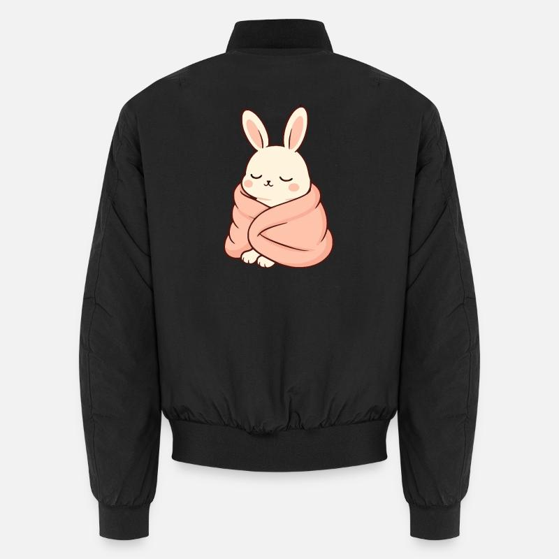 Sleeping bunny in cuddly blanket - Unisex Bomber Jacket - black