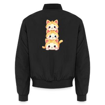 Gestapeltes Kätzchen-Trio - Unisex Bomberjacke - Schwarz - Hinten - AI Model Male 185 light (185cm)