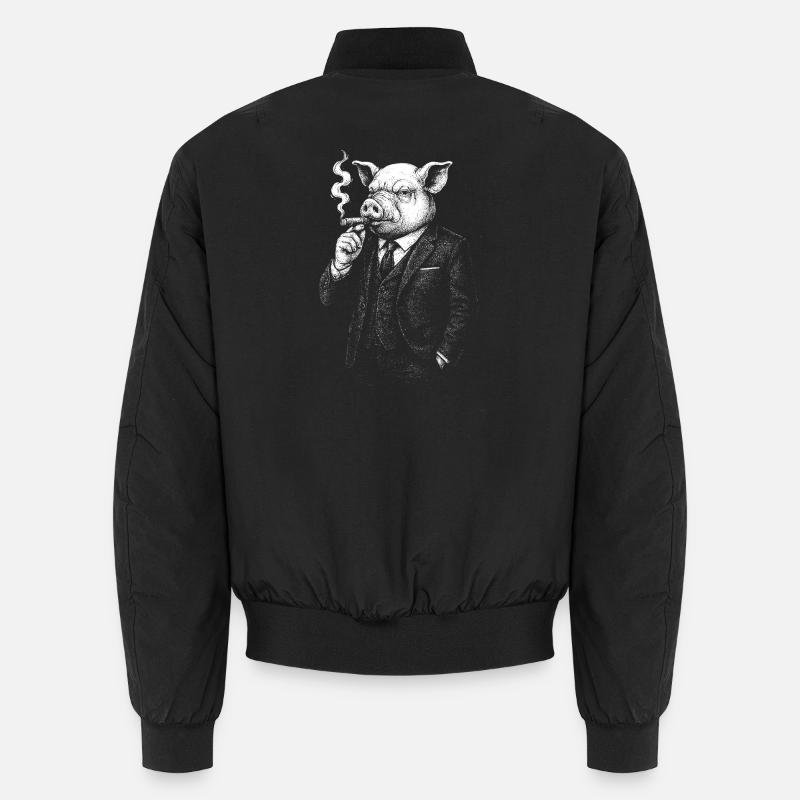 Dapper Pig in a Smoking Suit Unisex Bomber Jacket