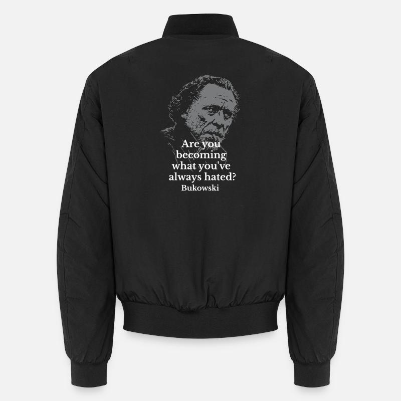 Bukowski Quote Typography on Dark Portrait Unisex Bomber Jacket