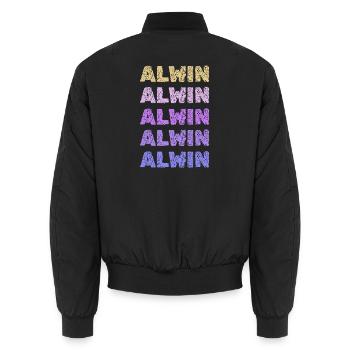 Name Alwin - Unisex Bomberjacke - Schwarz - Hinten - AI Model Male 185 light (185cm)