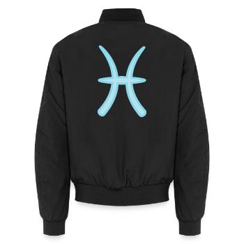 Pisces Zodiac Sign Symbol Pastel Blue - Unisex Bomber Jacket - black - Back - AI Model Male 185 light (185cm)