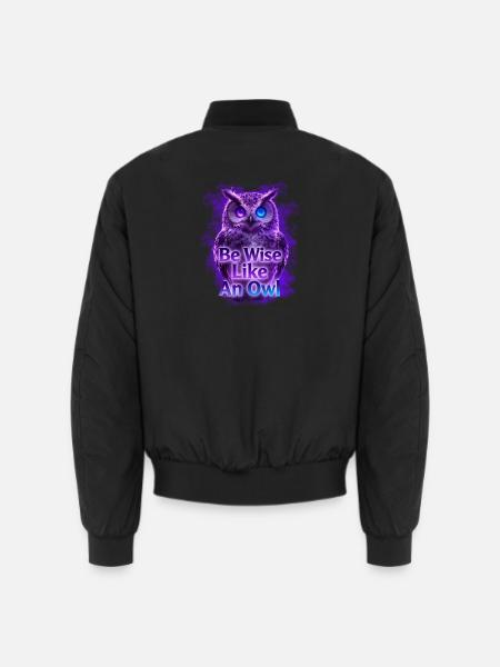 Be Wise Like An Owl Neon Design - Unisex Bomberjacke - Schwarz