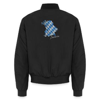 Bavaria Bavaria Map Blue White Diamonds - Unisex Bomber Jacket - black - Back - AI Model Male 185 light (185cm)
