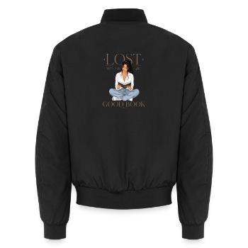 Books Book Love Reading - Unisex Bomber Jacket - black - Back - AI Model Male 185 light (185cm)