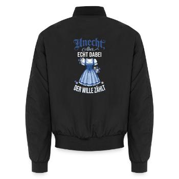 Dirndl Shirt Damen Lustiges Geschenk bier Oktober - Unisex Bomberjacke - Schwarz - Hinten - AI Model Male 185 light (185cm)