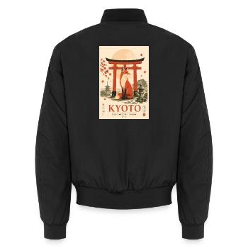 Erleben Sie Kyoto in Japan und friedliche Gärten - Unisex Bomberjacke - Schwarz - Hinten - AI Model Male 185 light (185cm)