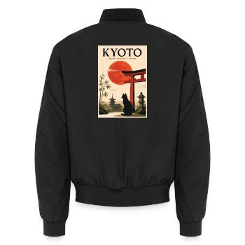 Entdecken Sie Kyoto in Japan und friedliche Gärten - Unisex Bomberjacke - Schwarz - Hinten - AI Model Male 185 light (185cm)