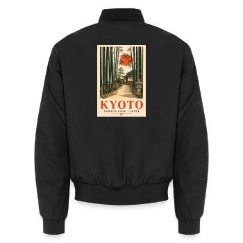 Entdecken Sie Kyoto in Japan und friedliche Gärten - Unisex Bomberjacke - Schwarz - Hinten - AI Model Male 185 light (185cm)