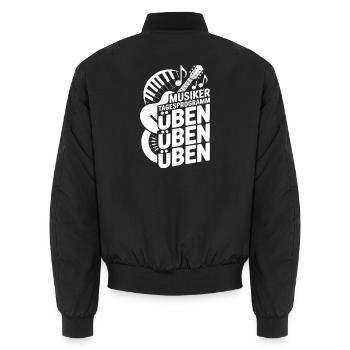 Musiker Tagesprogramm - Üben Üben Üben - Unisex Bomberjacke - Schwarz - Hinten - AI Model Male 185 light (185cm)