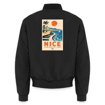 Erleben Sie schöne französisch-französische Küsteneleganz - Unisex Bomberjacke - Schwarz - Hinten - AI Model Male 185 light (185cm)