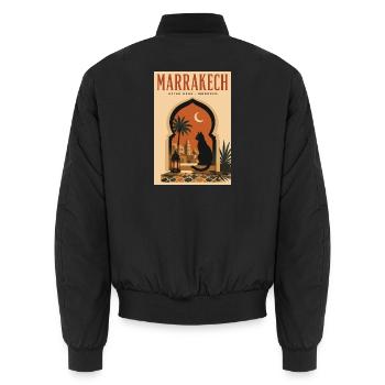 Erleben Sie Marrakesch in Marokko - Unisex Bomberjacke - Schwarz - Hinten - AI Model Male 185 light (185cm)