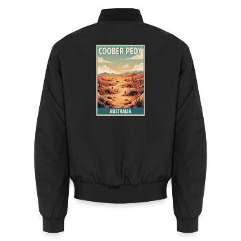 Entdecken Sie das Outback von Coober Pedy in Australien - Unisex Bomberjacke - Schwarz - Hinten - AI Model Male 185 light (185cm)
