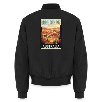 Erleben Sie Outback of Coober Pedy in Australien - Unisex Bomberjacke - Schwarz - Hinten - AI Model Male 185 light (185cm)