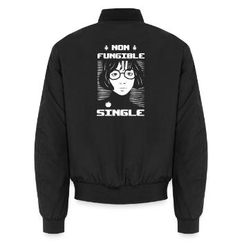 Non Fungible Single Unersetzbares Mädchen Design - Unisex Bomberjacke - Schwarz - Hinten - AI Model Male 185 light (185cm)