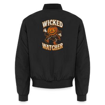 Wicked Watcher Kürbis - Unisex Bomberjacke - Schwarz - Hinten - AI Model Male 185 light (185cm)