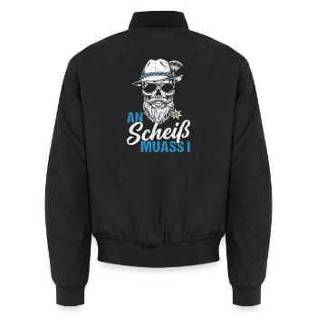 Bayern Dialekt Schädel Lustiger Spruch Alpen Motiv - Unisex Bomberjacke - Schwarz - Hinten - AI Model Male 185 light (185cm)