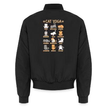 Cat Yoga Katze Yoga Posen Lustiges Katzen Motiv - Unisex Bomberjacke - Schwarz - Hinten - AI Model Male 185 light (185cm)