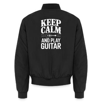 Bleib ruhig und spiel Gitarre - Unisex Bomberjacke - Schwarz - Hinten - AI Model Male 185 light (185cm)