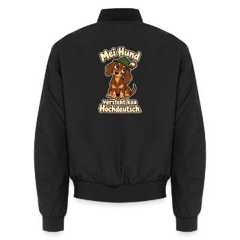 Mei Hund versteht koa Hochdeutsch - Unisex Bomberjacke - Schwarz - Hinten - AI Model Male 185 light (185cm)