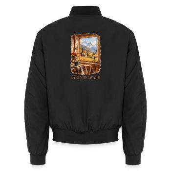 Grindelwald Vintage-Schweizer Charme - Unisex Bomberjacke - Schwarz - Hinten - AI Model Male 185 light (185cm)