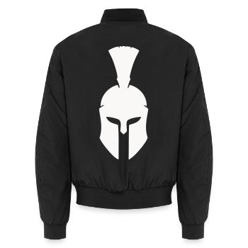 Spartanischer Helm Minimalismus - Unisex Bomberjacke - Schwarz - Hinten - AI Model Male 185 light (185cm)