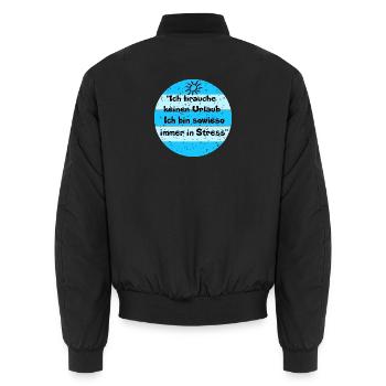 Je n’ai pas besoin de vacances – regard stressé - Bomber unisexe - noir - Dos - AI Model Male 185 light (185cm)