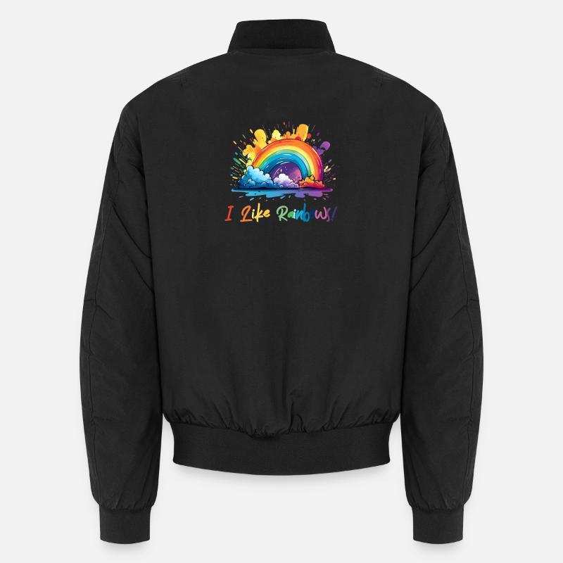I Like Rainbows - Unisex Bomber Jacket - black