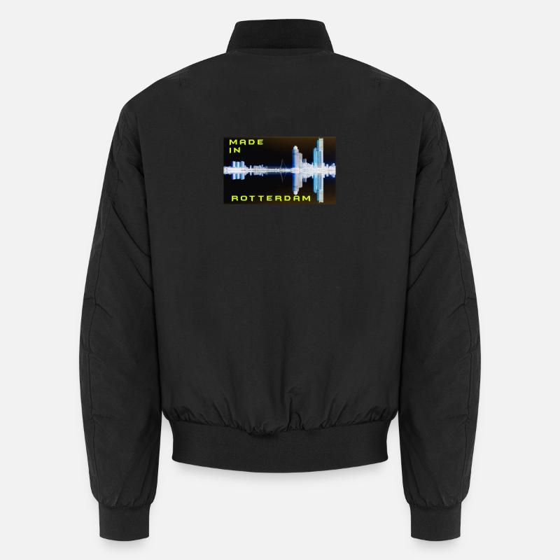 Futuristic Rotterdam Skyline Reflection - Unisex Bomber Jacket - black
