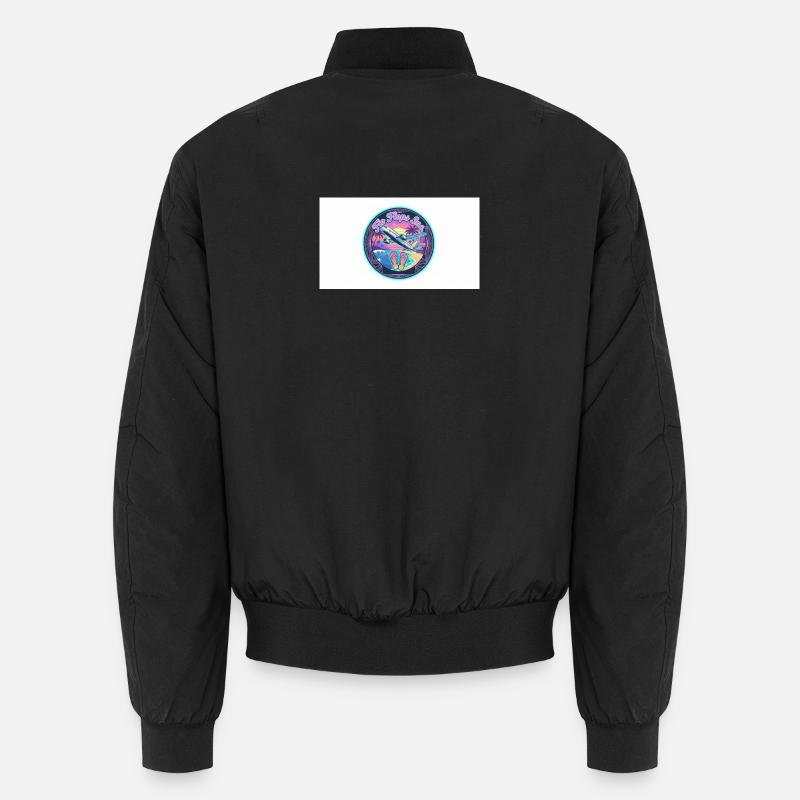 Retro Neon Wings and Beach - Unisex Bomber Jacket - black