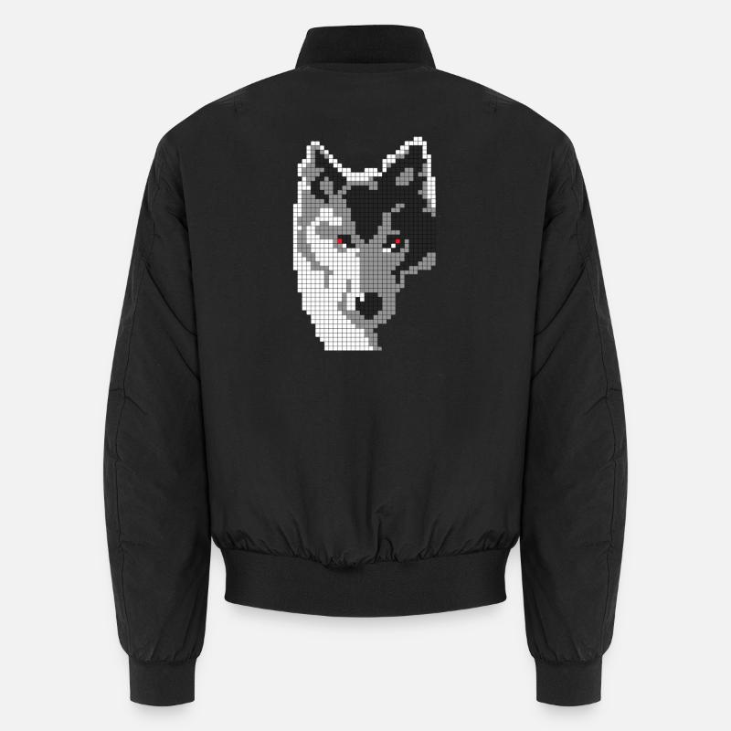 Grauer Wolf in Form eines Pixel Classic T-Shirts Unisex Bomberjacke