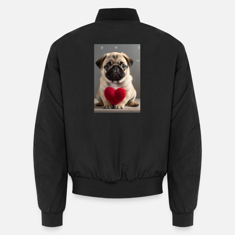 Chiot mignon avec coeur - Bomber unisexe - noir