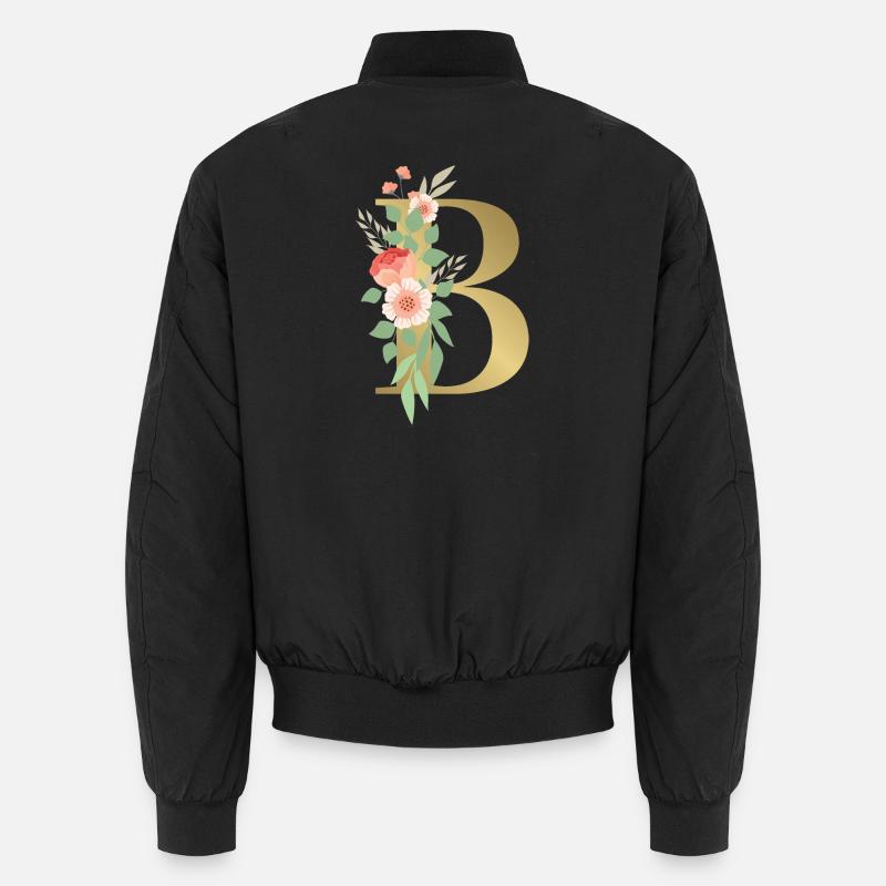 Eleganter Buchstabe 'B' mit Blumen Unisex Bomberjacke