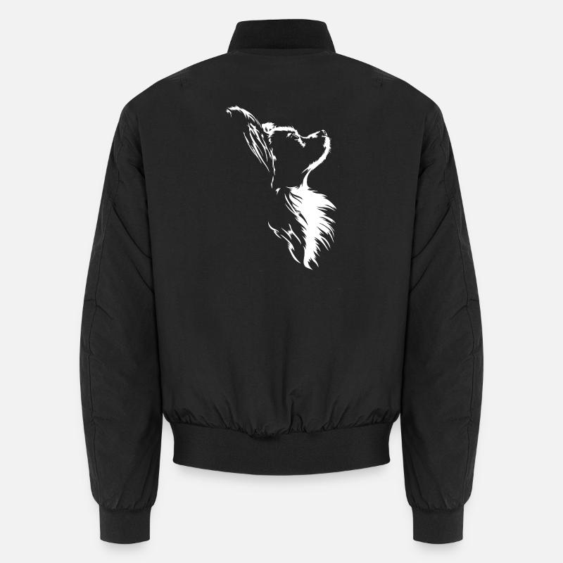 Papillon Silhouette Hunde Portrait Wilsigns - Unisex Bomberjacke - Schwarz