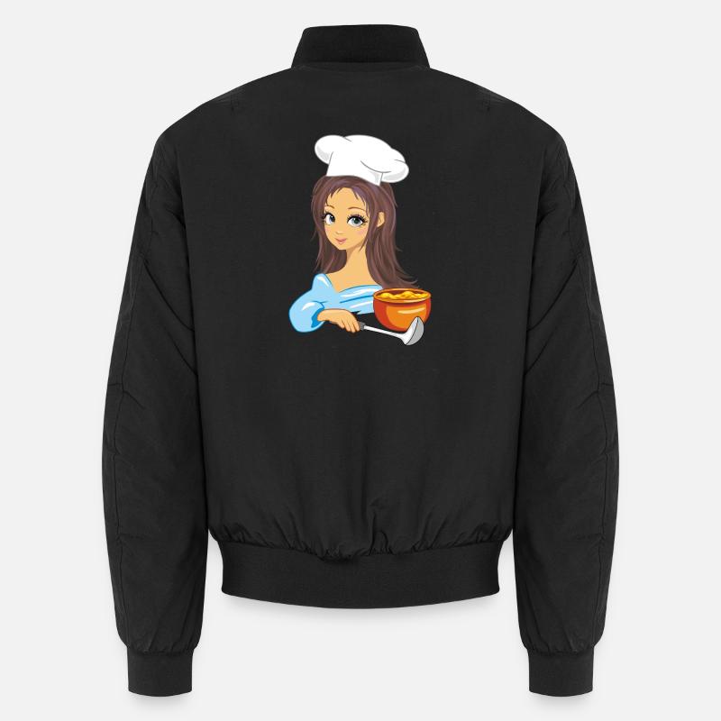 Süßes Mädchen Koch liebt es, Brei zu kochen Unisex Bomberjacke
