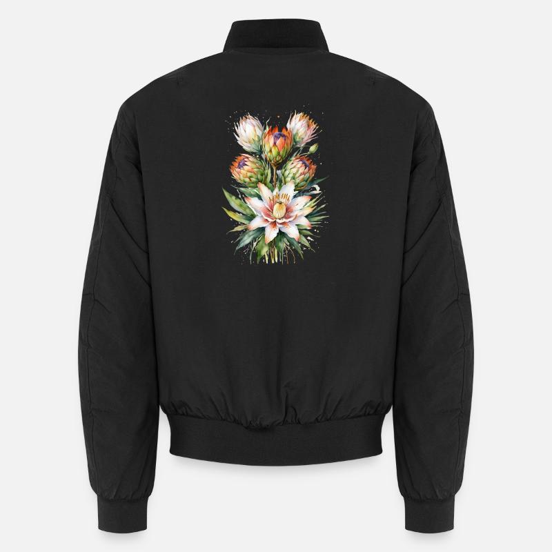 Protea Bloom Aquarelle - Bomber unisexe - noir