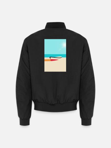 Boot am Strand – Sommer Sonne Meer - Unisex Bomberjacke - Schwarz