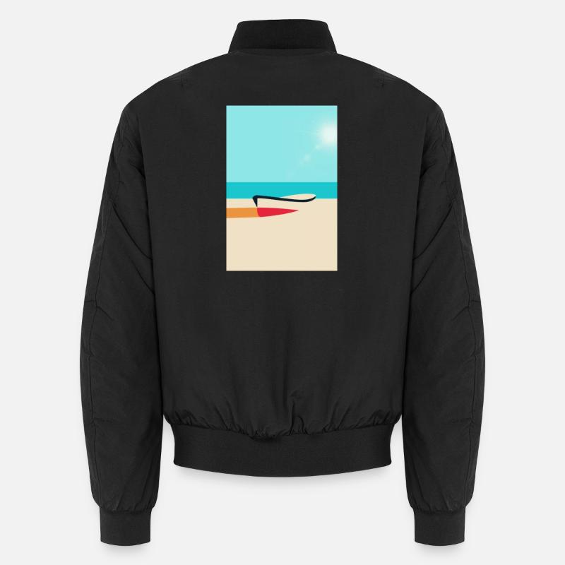 Boot am Strand – Sommer Sonne Meer - Unisex Bomberjacke - Schwarz