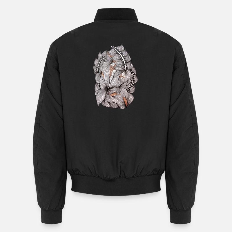 Black and White Flower Vine Pattern Unisex Bomber Jacket