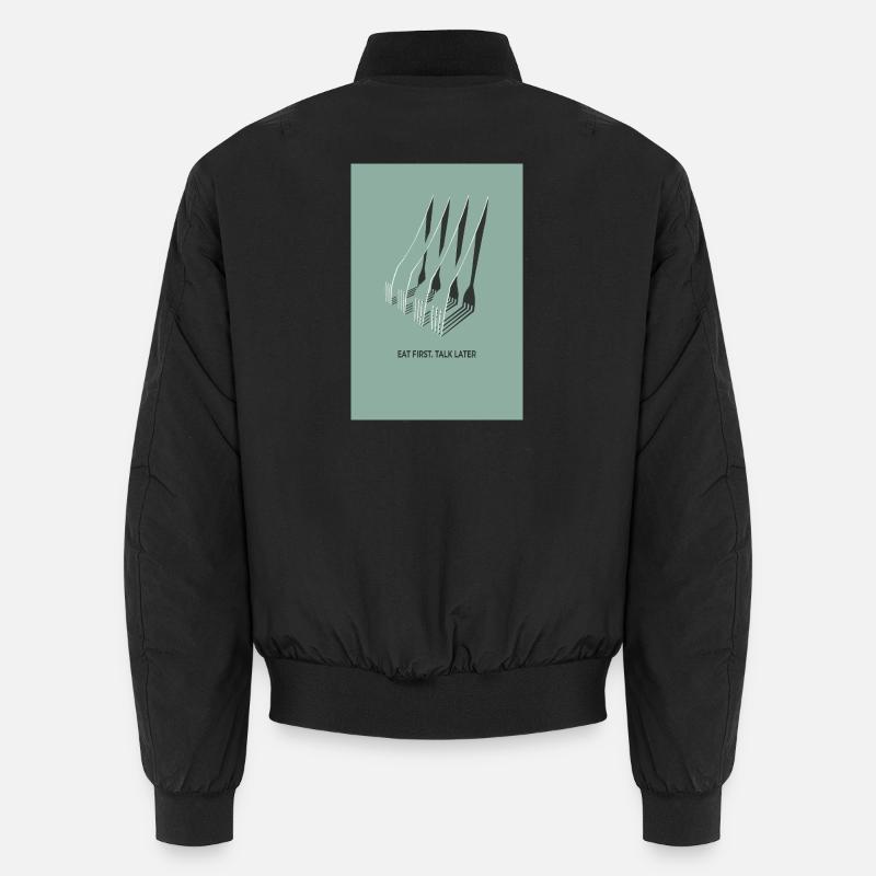 Eat First Talk Later – Skandi Küchen Poster Unisex Bomberjacke