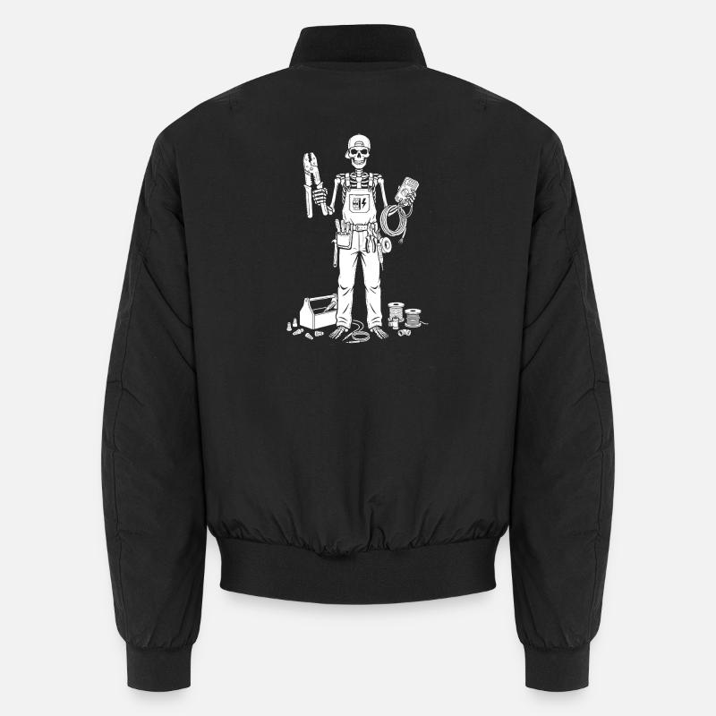 Skeleton Electrician with Toolkit - Unisex Bomber Jacket - black