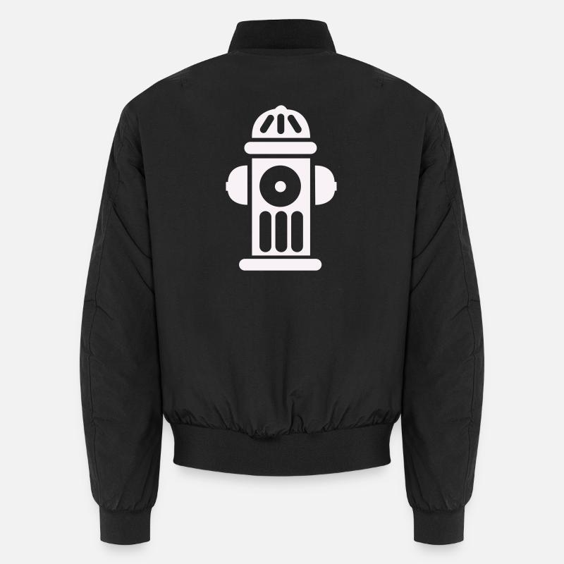 Fire Hydrant Silhouette Line Minimal - Unisex Bomber Jacket - black