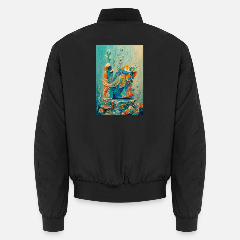 Koi-Unterwasser-farbenfrohe Kunstwerke - Unisex Bomberjacke - Schwarz