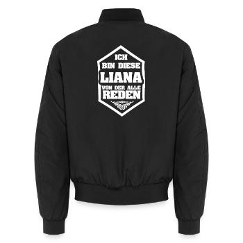 Liana als Spruch - Unisex Bomberjacke - Schwarz - Hinten - AI Model Male 185 light (185cm)