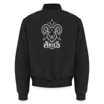 Sternzeichen Widder - Elegantes Line Art Astro - Unisex Bomberjacke - Schwarz - Hinten - AI Model Male 185 light (185cm)