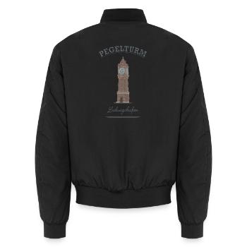 Pegelturm Ludwigshafen - Unisex Bomberjacke - Schwarz - Hinten - AI Model Male 185 light (185cm)