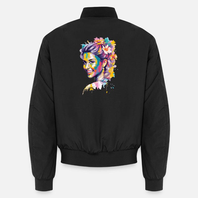 Portrait fleuri coloré de pop Bomber unisexe