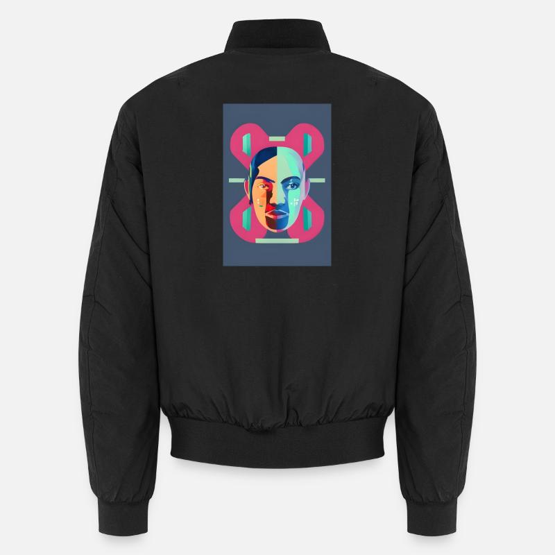 Fragmented Neon Portrait Unisex Bomber Jacket