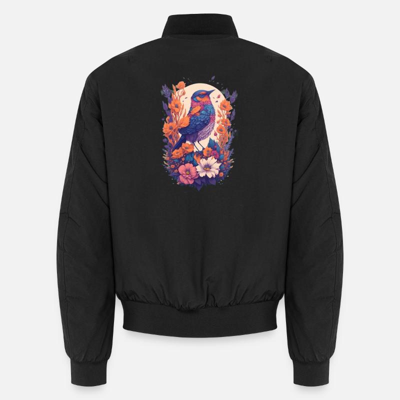 Oiseaux dans un bouquet de fleurs Bomber unisexe