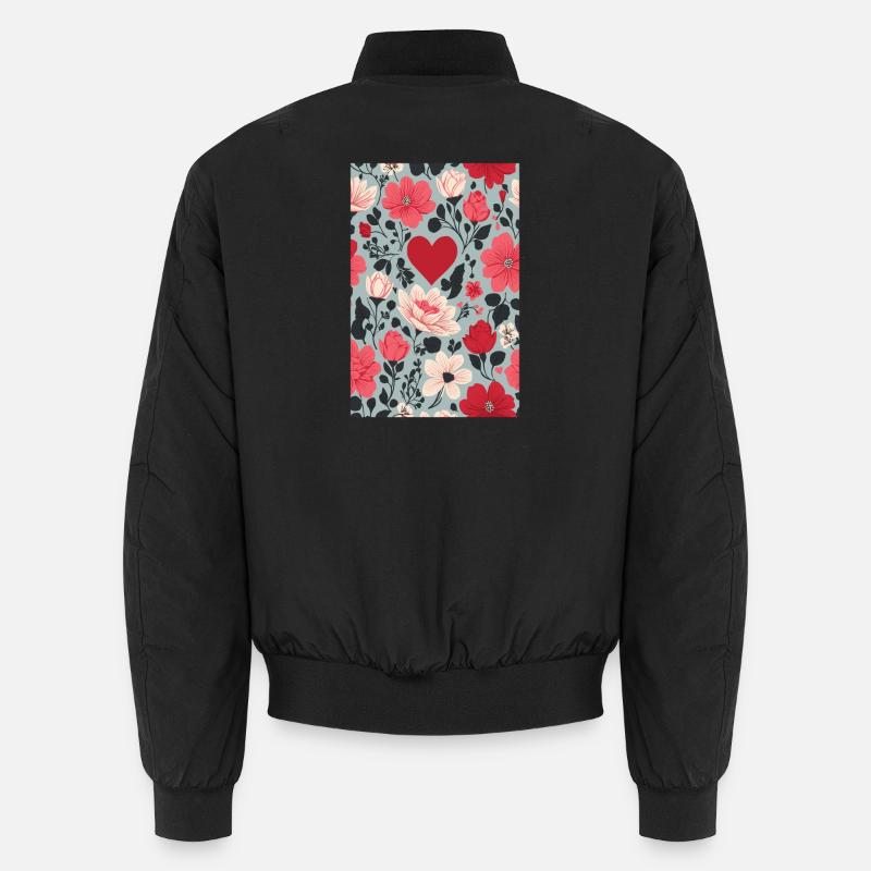 Hearts and Flowers Pattern Unisex Bomber Jacket